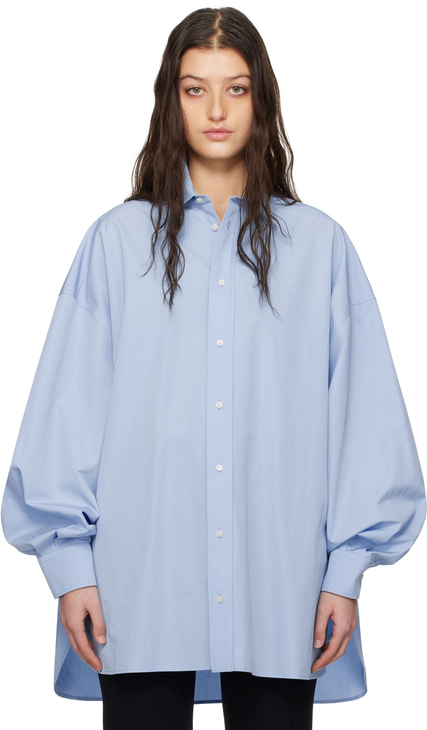 Skjorta WARDROBE.NYC Oversize Shirt Minidress Blå | W1085R17, 0