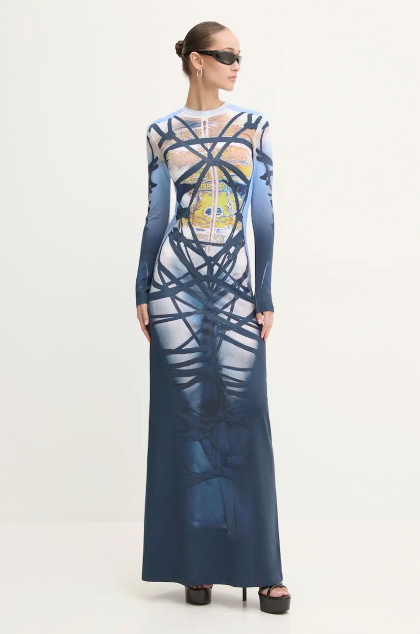 Klä Y/PROJECT Bondage Print Maxi Dress Blå | 104DR006