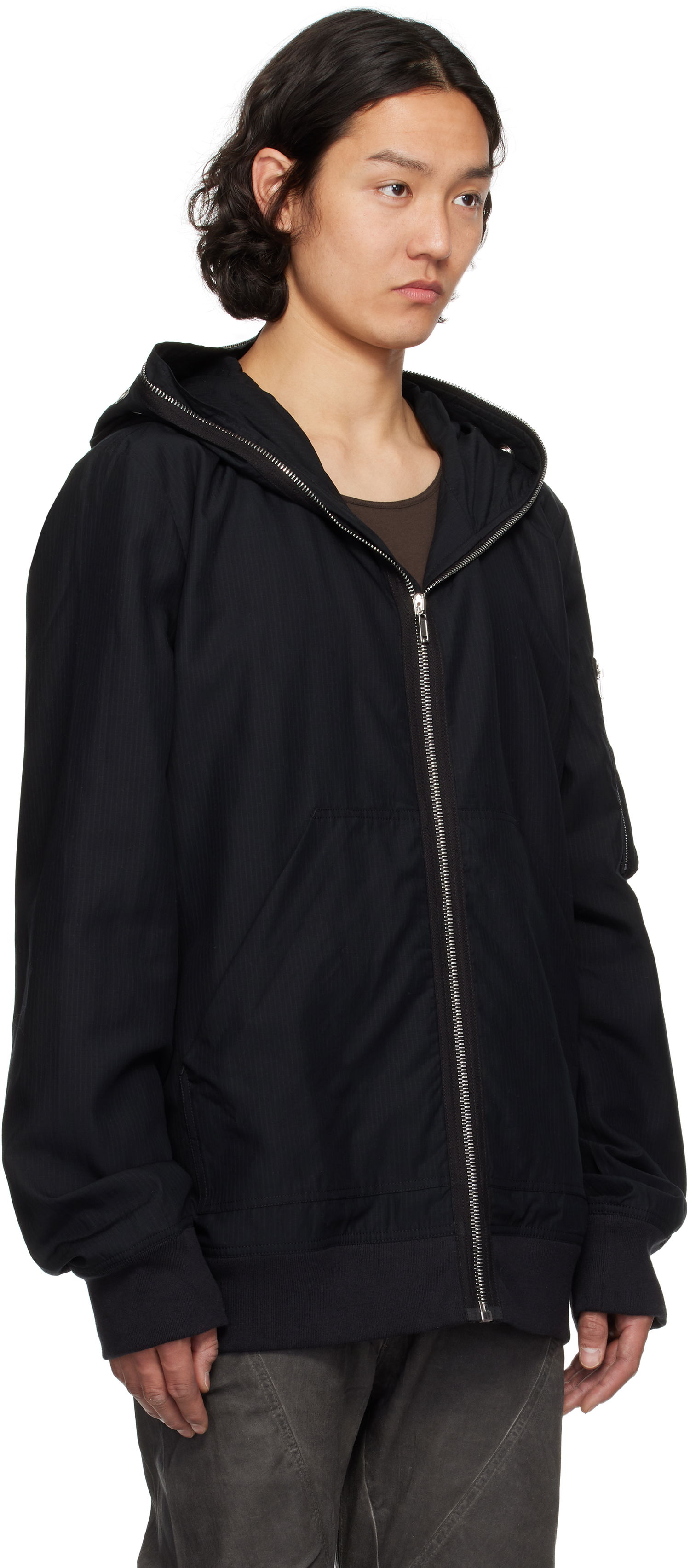 Sweatshirt Rick Owens Rick Owens DRKSHDW Hollywood Flight Bomber Jacket Svart | DU01E3772 NR, 1
