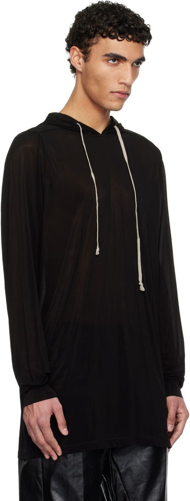 Sweatshirt Rick Owens Rick Owens Hollywood Stretch Cupro Jersey Hoodie Svart | RU01E5285 BZ, 1