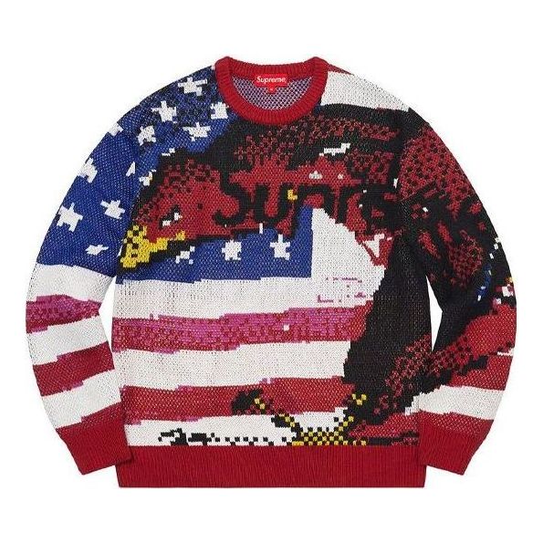 Sweater Supreme Designer Knitted Flag Sweater Röd | SUP-SS21-518