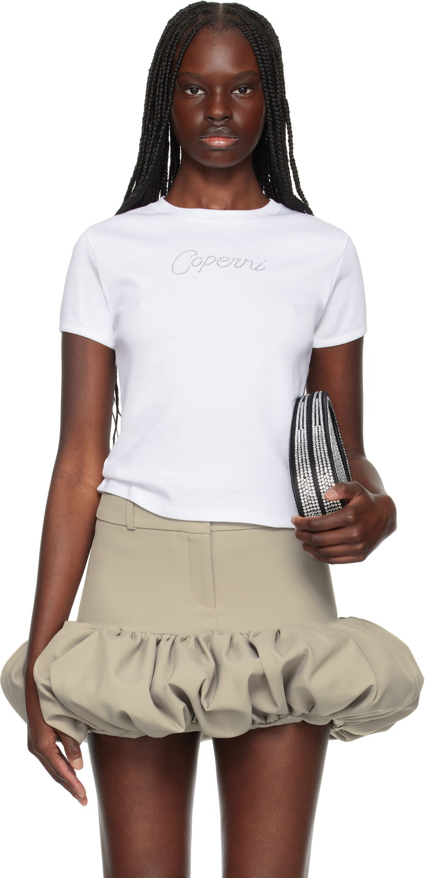 T-shirt Coperni Coperni Crystal Logo T-Shirt Vit | COPJS07CRF5017