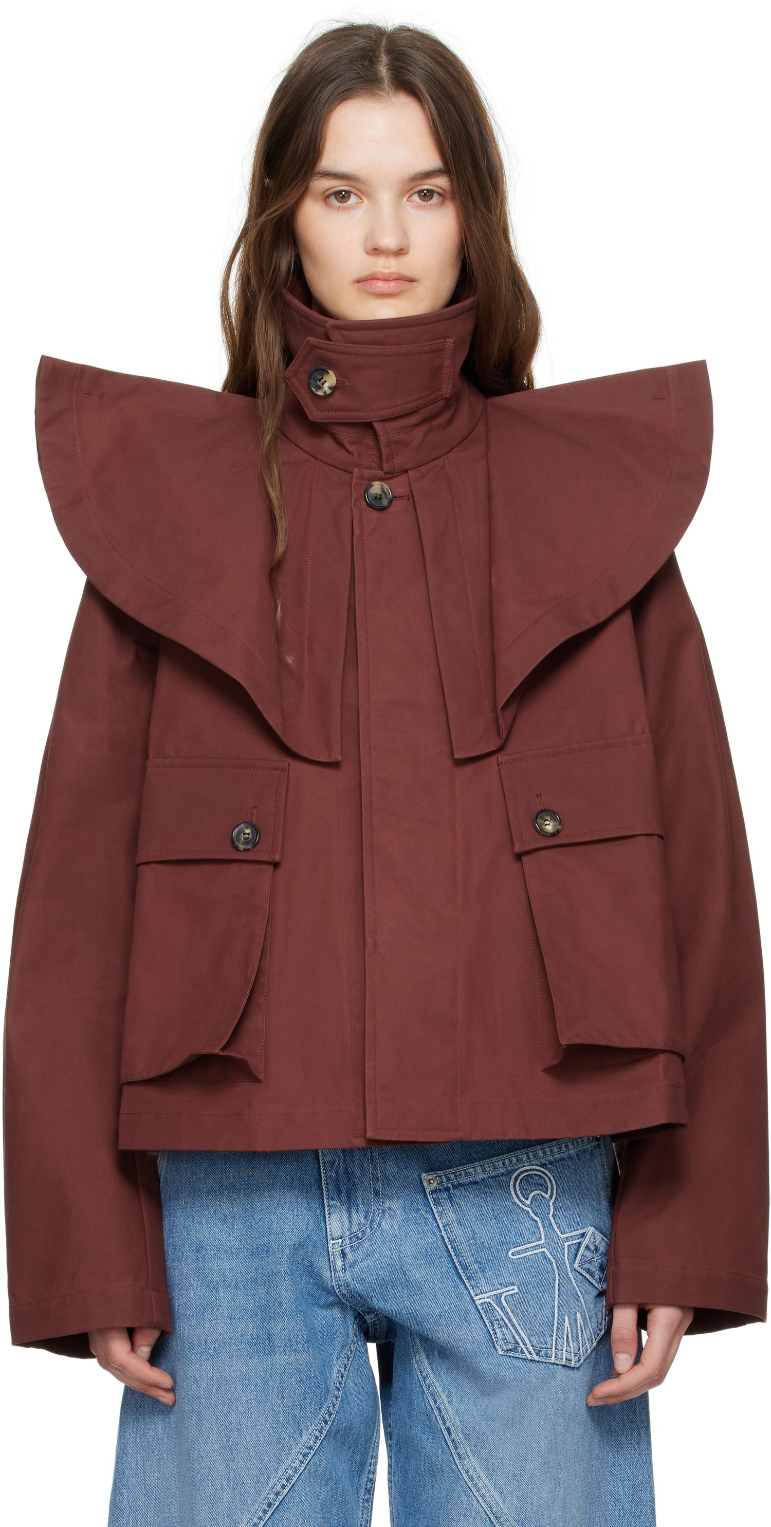Jacka JW Anderson JW Anderson Oversized Collar Trench Jacket Brun | JK0366-PG1683, 0