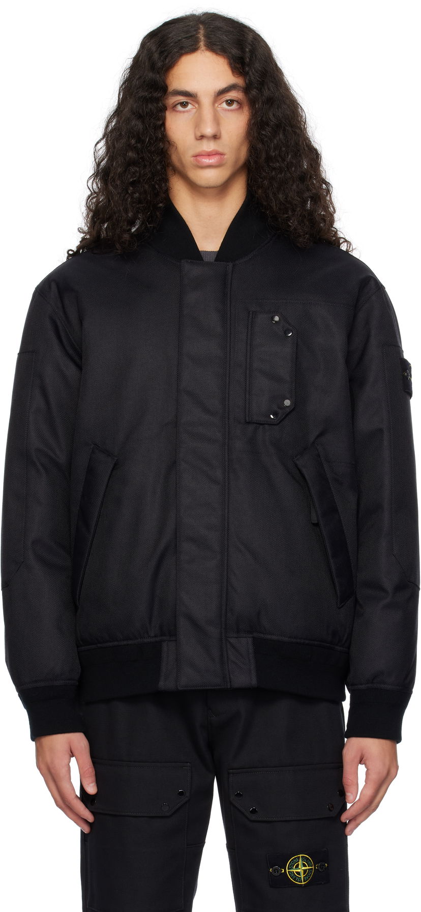 Bomberjacka Stone Island Diagonal Nylon Down Bomber Jacket Svart | 811546536