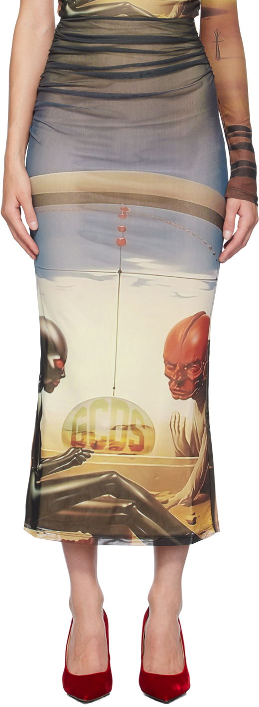 Kjol GCDS Multicolor Creatures Midi Skirt Flerfärgad | A2CW3202TE3
