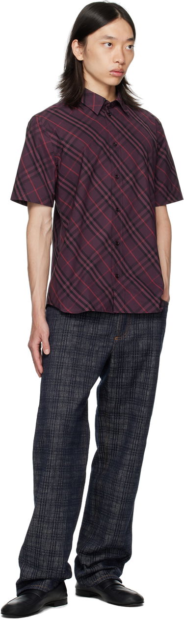 Skjorta Burberry Burberry Robert Check Short Sleeve Shirt Bourgogne | 8115157, 3