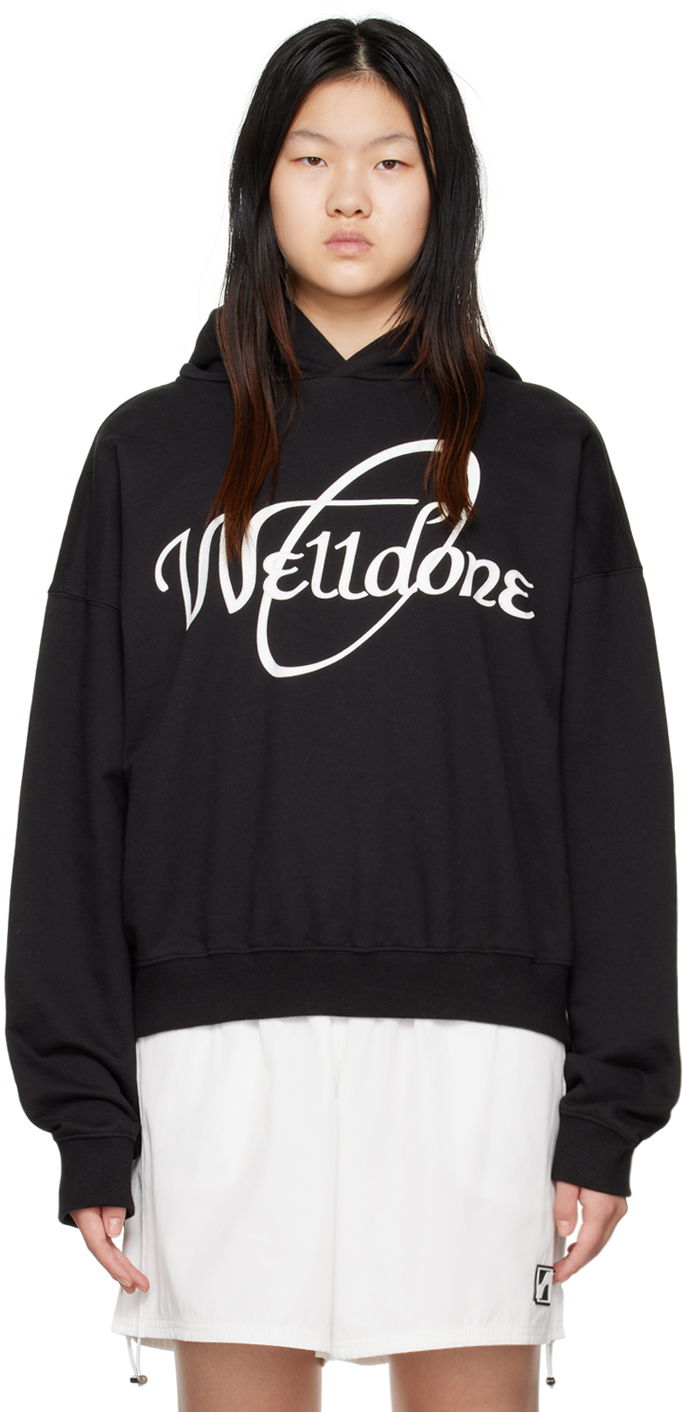 Sweatshirt We11done We11done Circle Logo Hoodie Svart | WD-TH3-22-813-U-BK