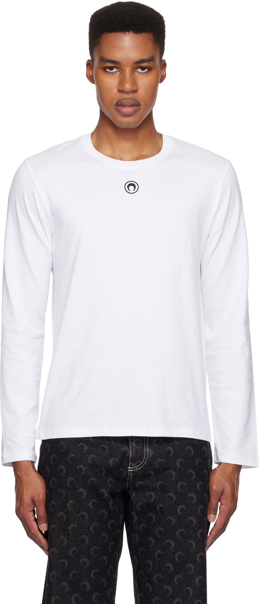 T-shirt Marine Serre Plain Long Sleeve T-Shirt Vit | MTT076A CJER0009