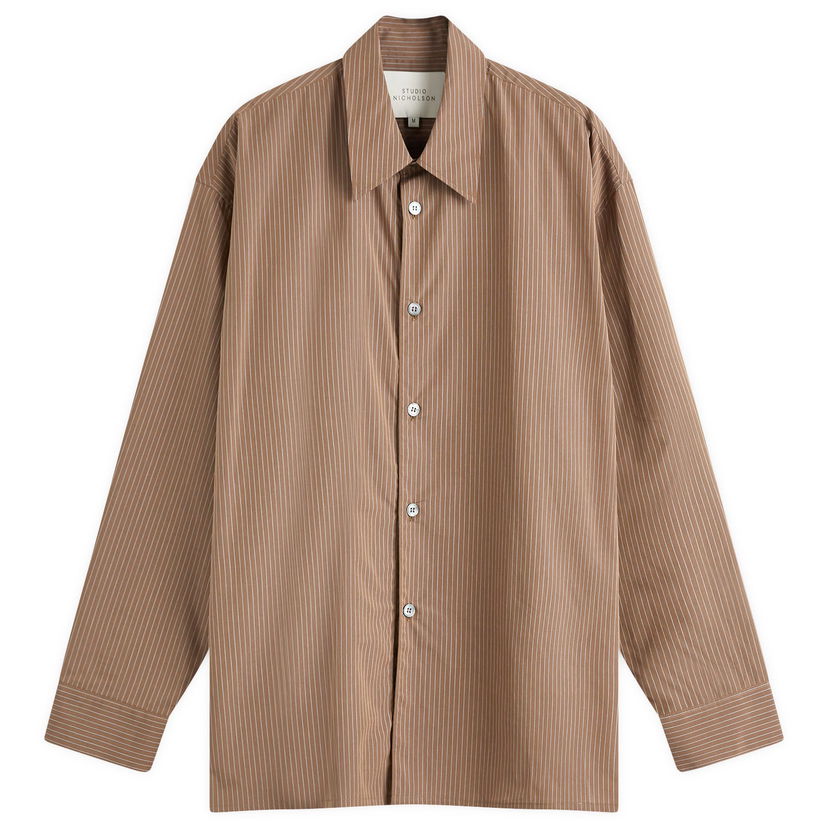 Skjorta Studio Nicholson Studio Nicholson Strike Oversized Shirt, Size Large Brun | STRIKESNM-1164-TFS
