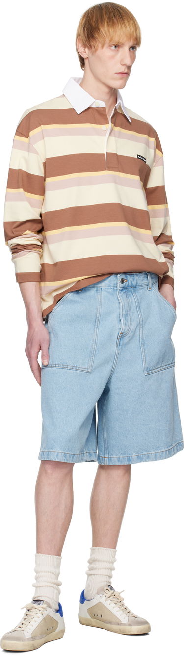 Polotröja MAISON KITSUNÉ Maison Kitsuné Striped Oversize Long Sleeve Polo Brun | OM00207KJ7019, 3
