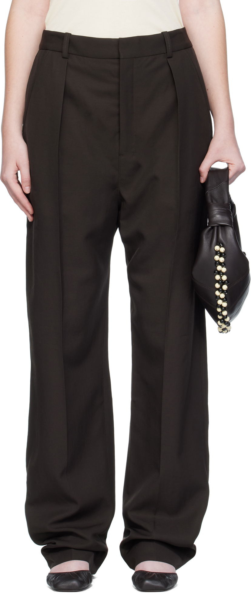 Byxor LEMAIRE Lemaire Pleated Trousers Brun | PA1251 LF1362