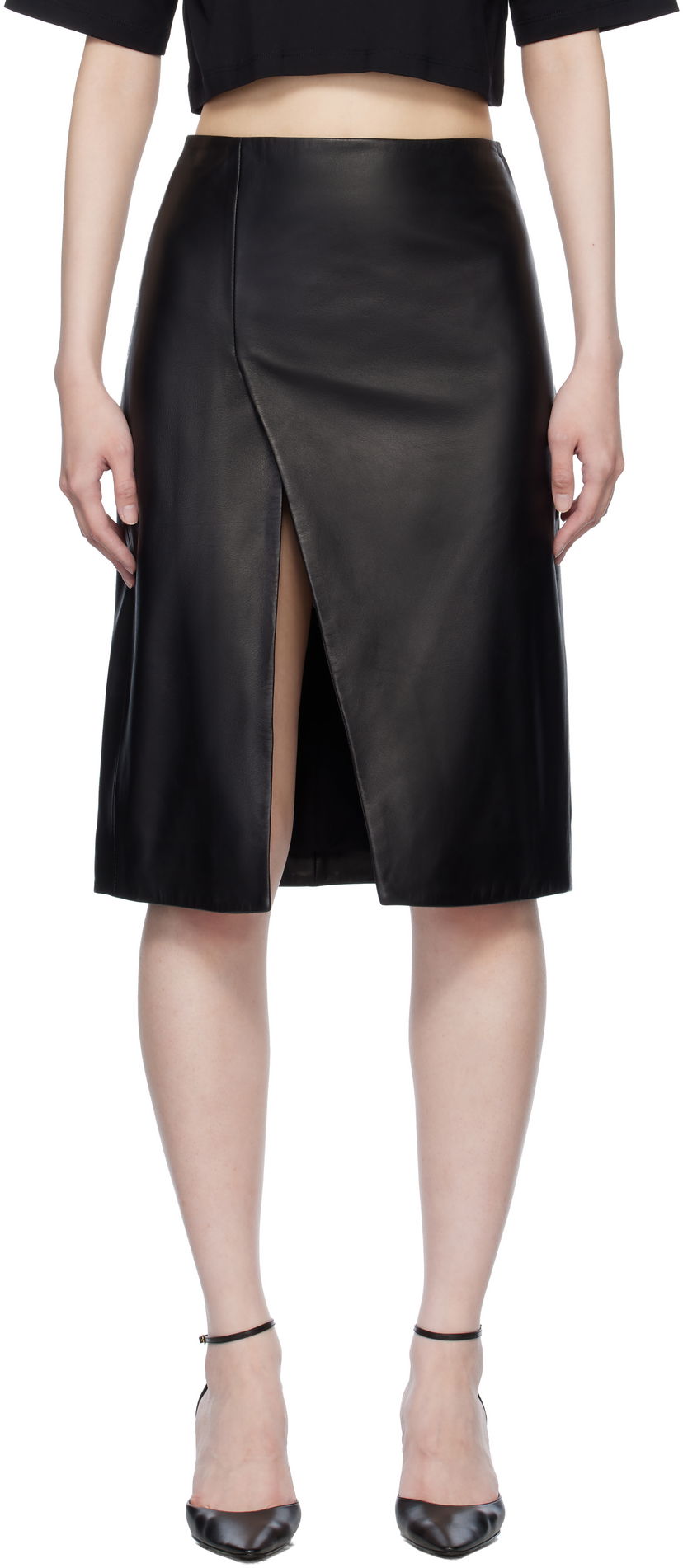 Kjol Loulou de Saison Loulou de Saison Ekare Leather Midi Skirt Svart | EKARE