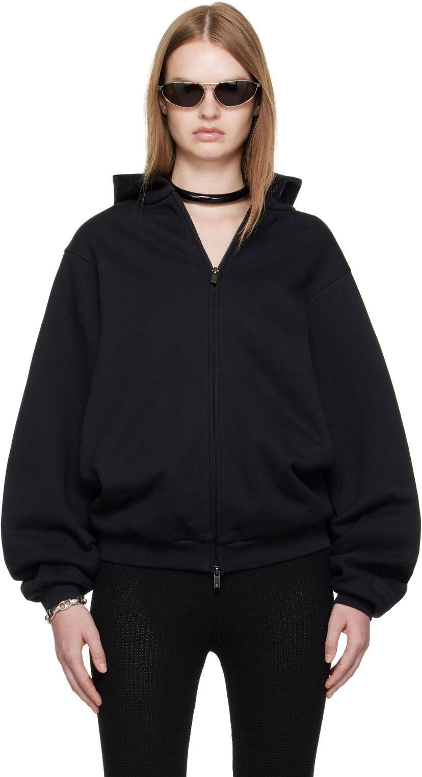 Sweatshirt Fear of God Fear of God ESSENTIALS 90s Fleece Zip-Up Hoodie Svart | 192SP257440FW