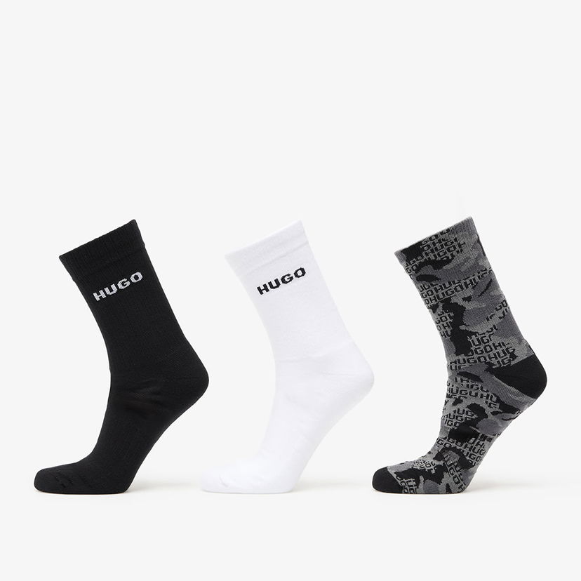 Strumpor BOSS Hugo Boss 3-Pack Qs Rib Camo Cc Socks Vit | 50546476-960