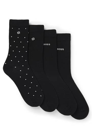 Strumpor BOSS Four-pack of regular-length socks with polka dot and monogram details Svart | 50546742, 0