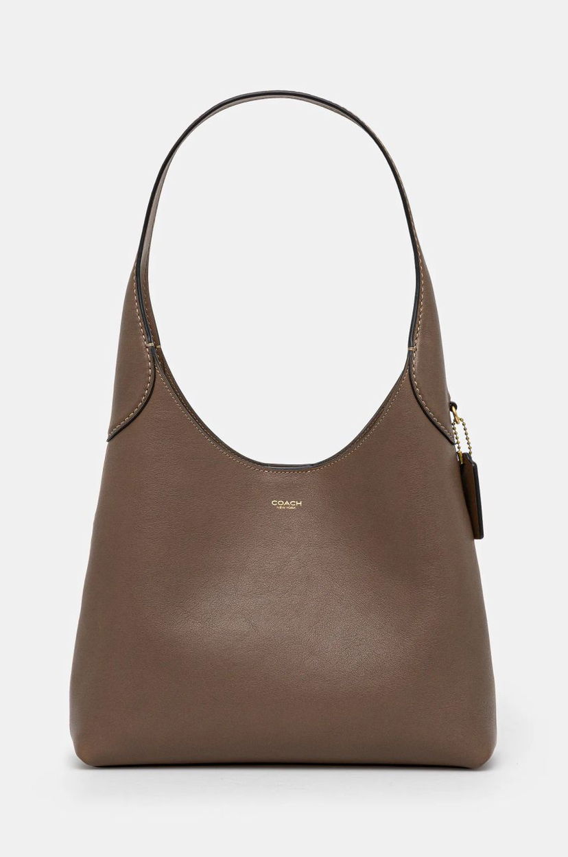 Handväska Coach Leather Shoulder Bag Brun | CU068