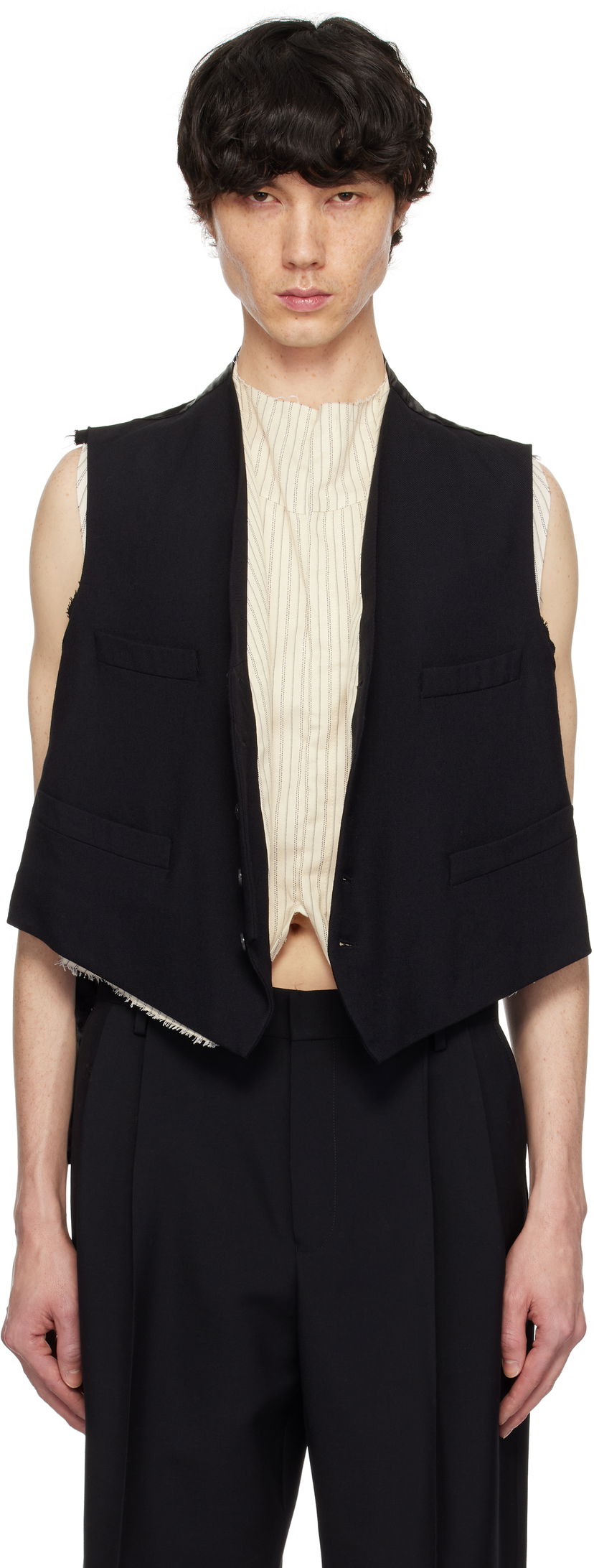 Väst Maison Margiela Maison Margiela Raw Edge Waistcoat Svart | S50FB0110 S53915