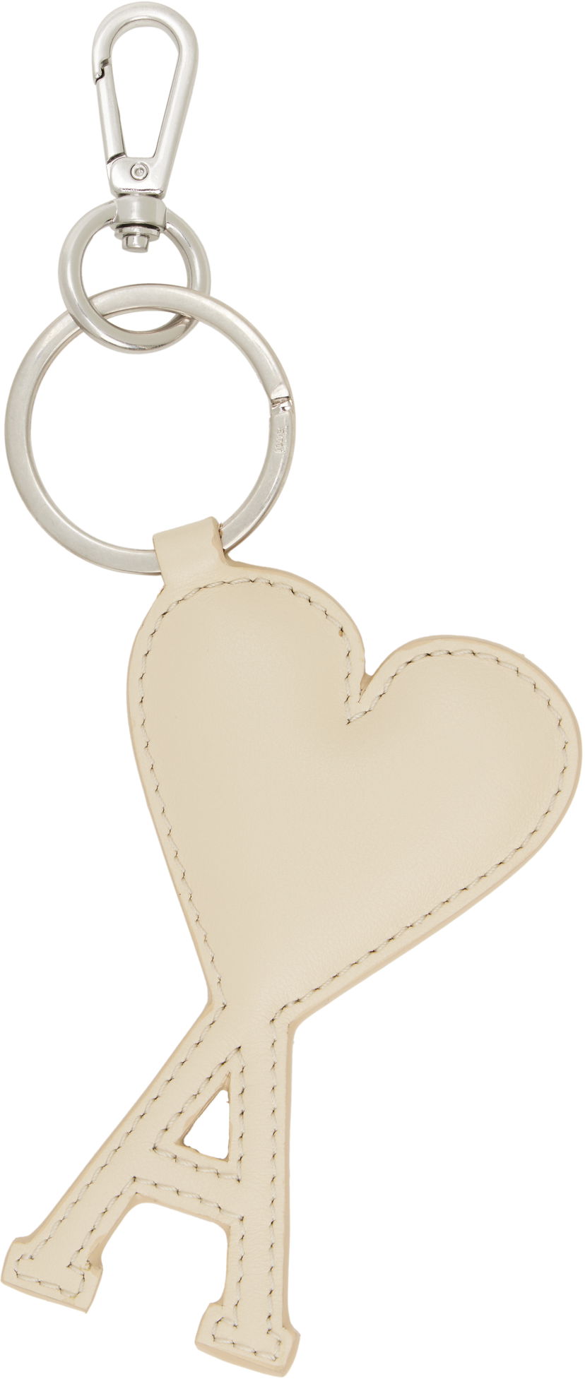 Nyckelringar AMI AMI de Coeur Leather Keychain Beige | UKR915.853