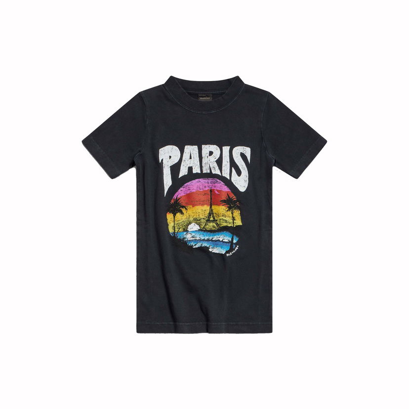 T-shirt Balenciaga Paris Tropical T-shirt Svart | 768075TPVM21569