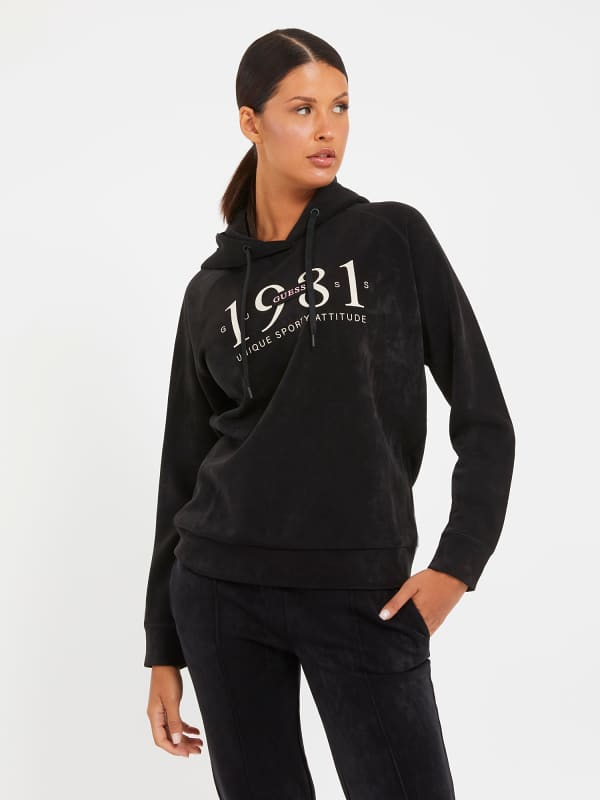 Sweatshirt GUESS Faux Suede Svart | V3BQ01KBC00, 0