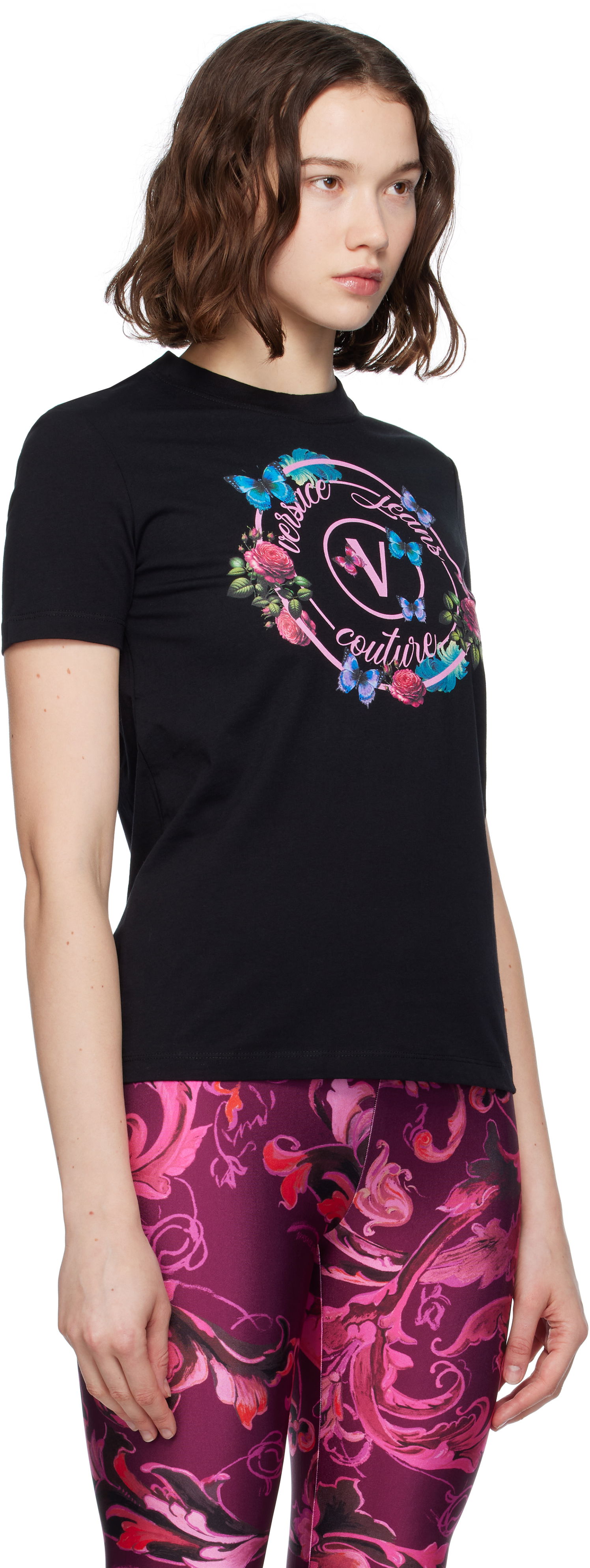 T-shirt Versace Versace Jeans Couture Cotton Jersey Graphic T-Shirt Svart | E79HAHP01_ECJ01P, 1