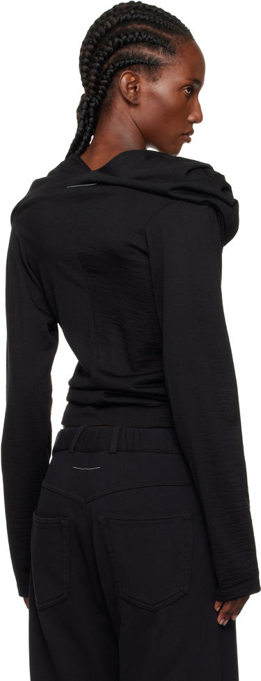 T-shirt Maison Margiela MM6 Maison Margiela Wool Jersey Cowl Neck Long Sleeve Top Svart | S52NH0031 M20124, 2