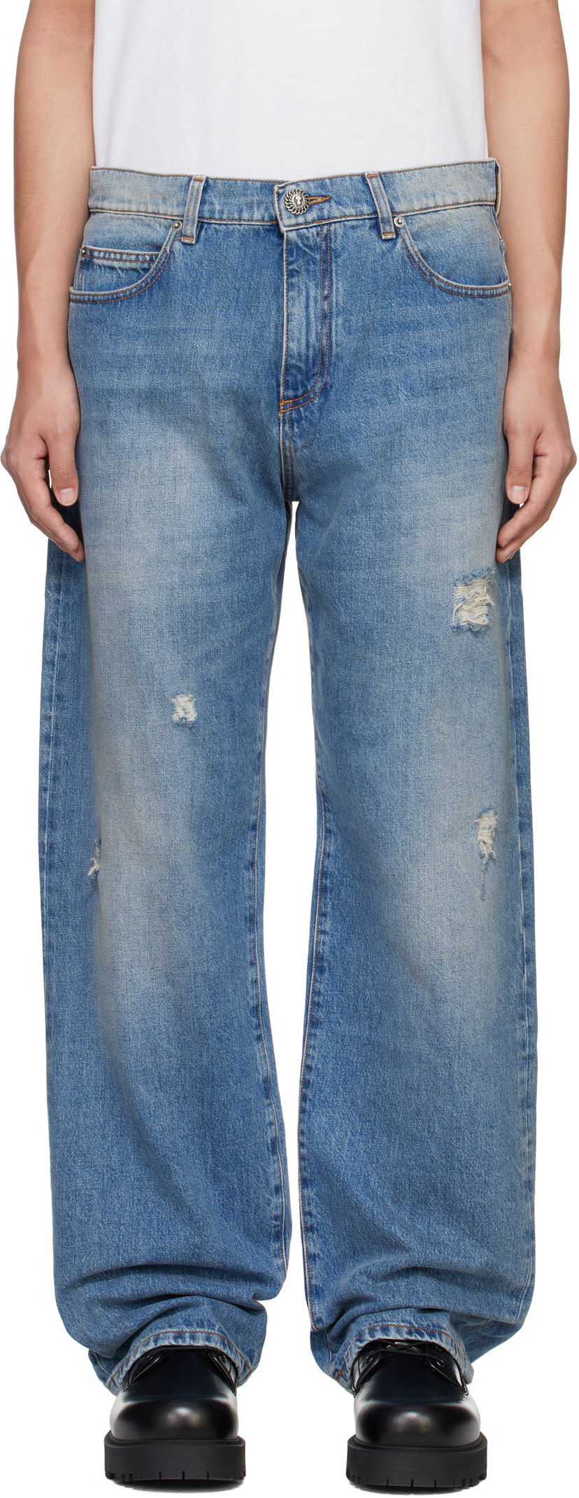 Jeans Balmain Balmain Loose-Fit Jeans Blå | EH1ML155DF44