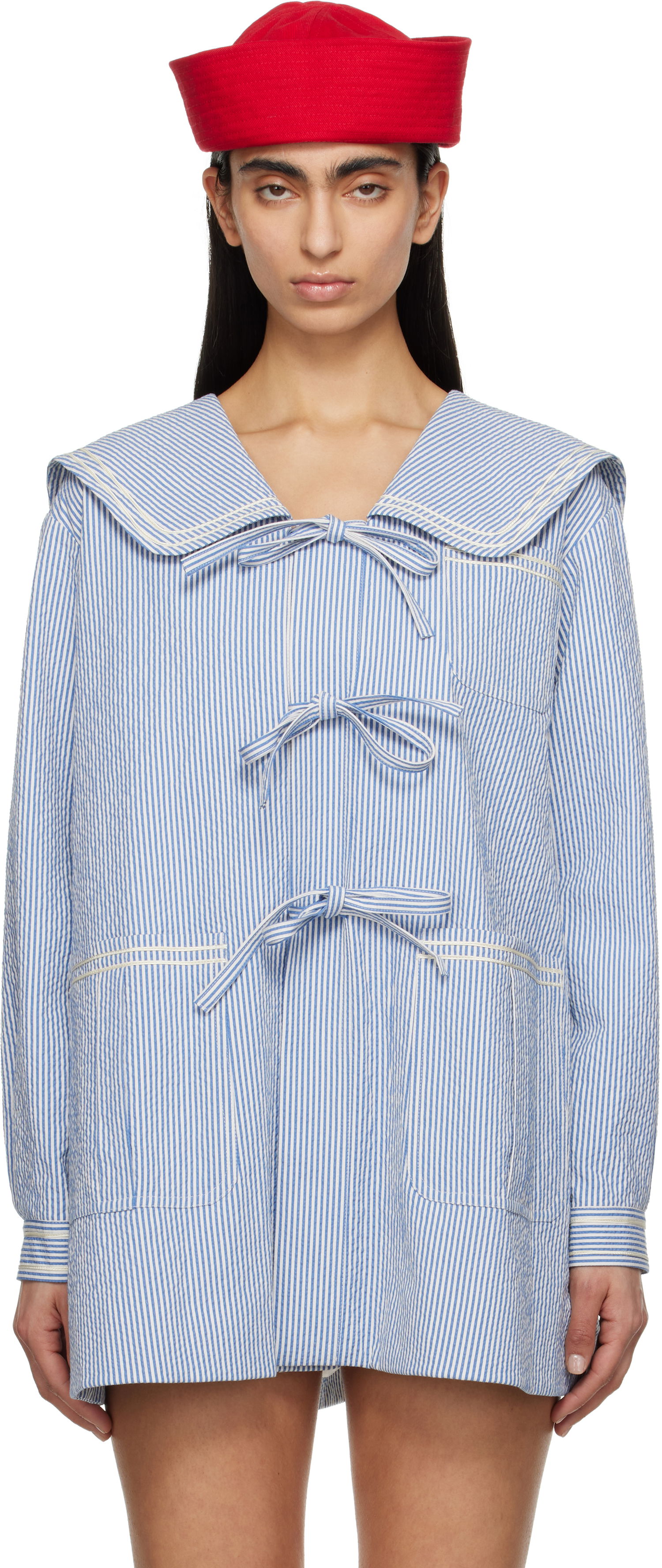 Skjorta Bode Bode Club Stripe Sailor Coat Blå | WRS25JA003, 0