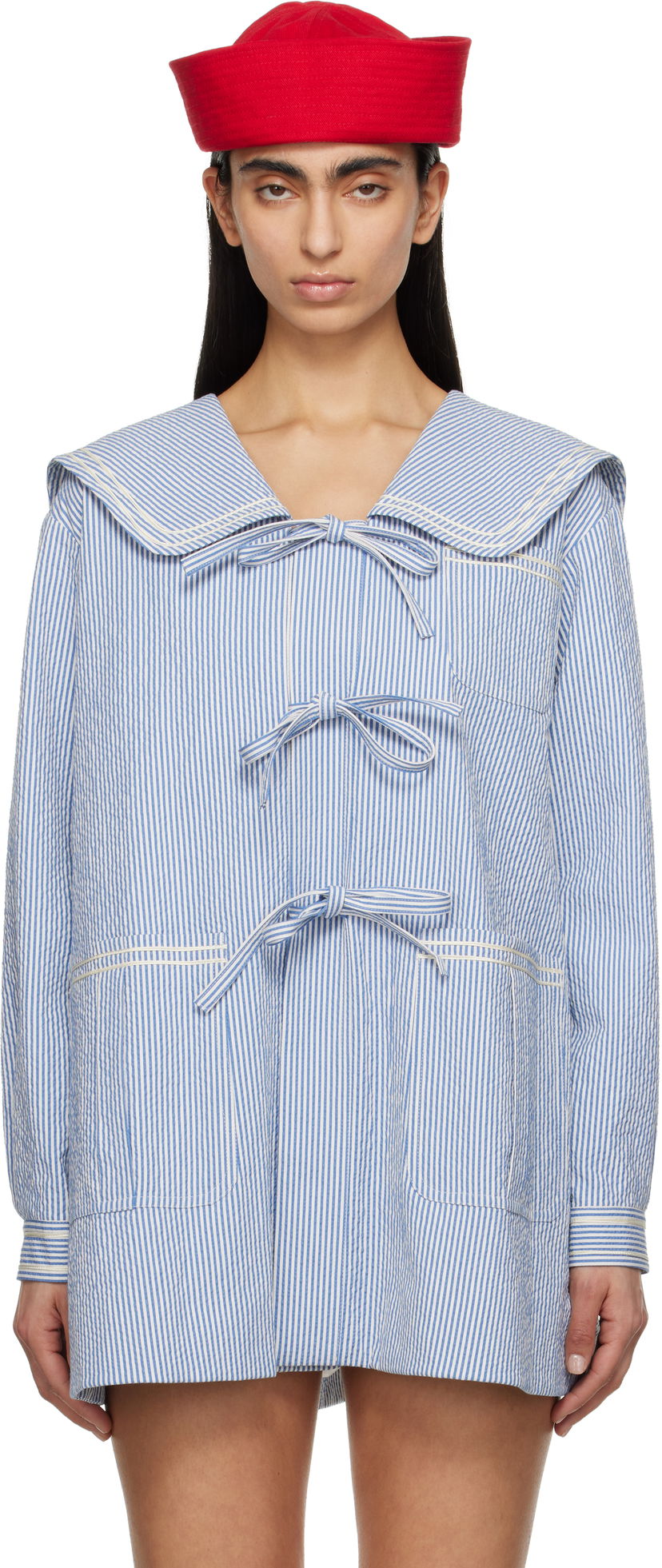 Skjorta Bode Bode Club Stripe Sailor Coat Blå | WRS25JA003