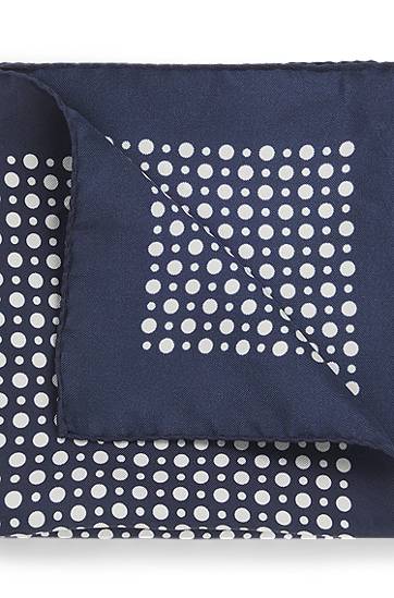 Halsduk BOSS BECKHAM x BOSS Silk Pocket Square with Dot Print Mörkblå | 50549107