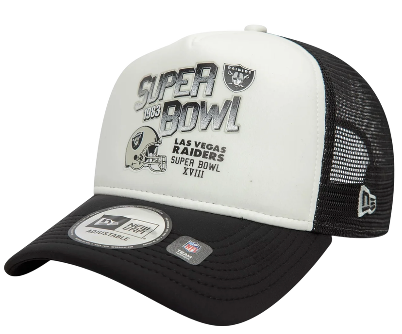 Keps New Era Las Vegas Raiders Super Bowl XVIII 9FORTY Adjustable Trucker Hat Vit | 60595293-60595293
