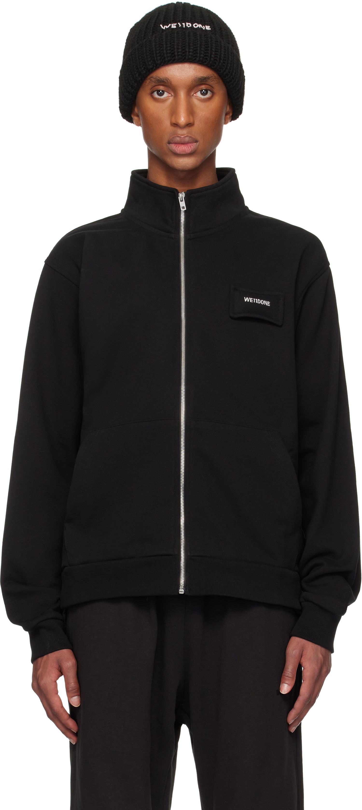 Sweatshirt We11done Pillow Logo High-Neck Jacket Svart | WD-TJ3-24-827-U-BK, 0