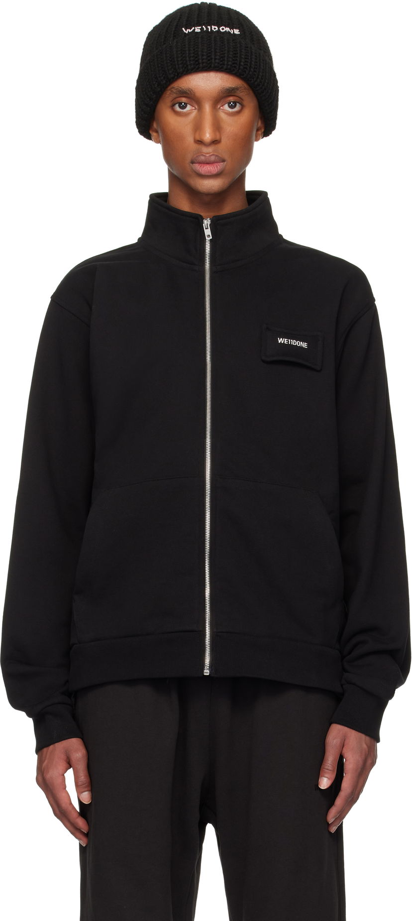Sweatshirt We11done Pillow Logo High-Neck Jacket Svart | WD-TJ3-24-827-U-BK
