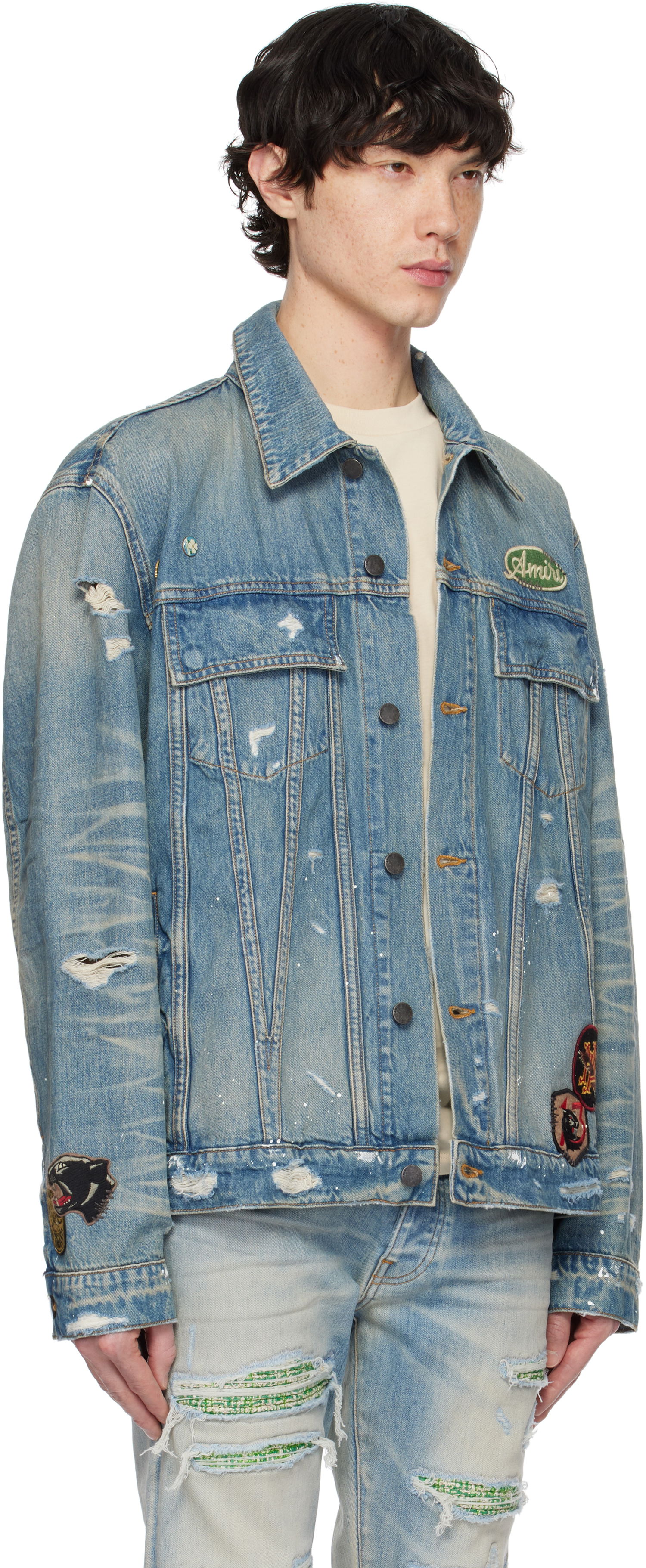 Jacka AMIRI Amiri Vintage Pegasus Trucker Denim Jacket Blå | AMDNTR1019, 1