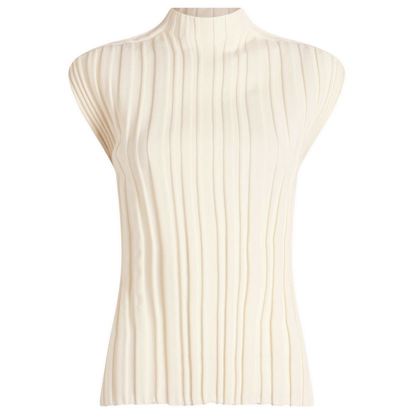 T-shirts och linne Pleats Please Issey Miyake Issey Miyake Pleats Please Rib Knit Short Sleeve Top Vit | PP56KK851-02