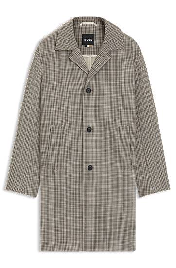 Rockar BOSS BOSS Classic-Fit Check Coat Beige | 50546039