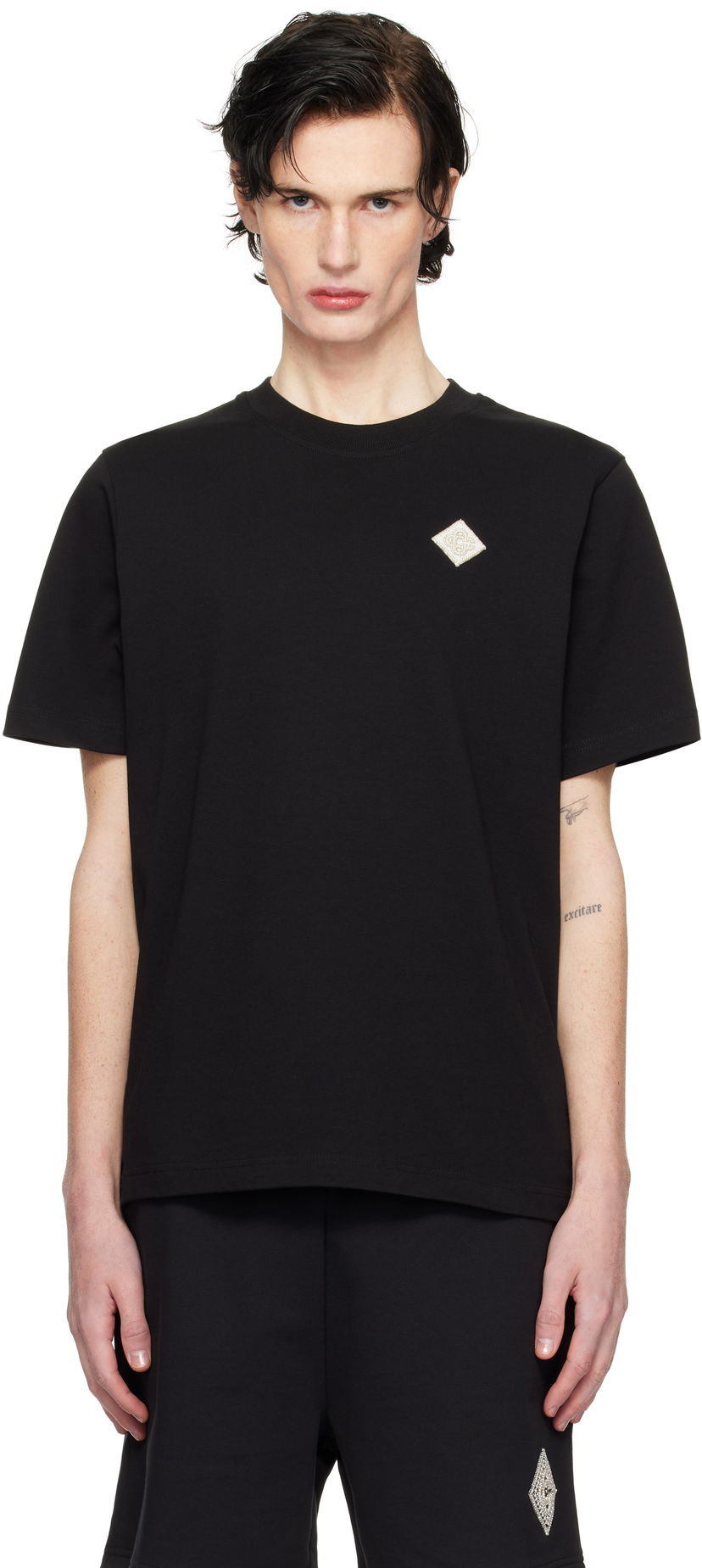 T-shirt Casablanca Pearl Diamond Patch T-Shirt Svart | MPS25-JTS-001-10