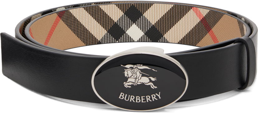 Bälten Burberry Reversible Check Oval Knight Stamp Belt by Burberry Svart | 8112214