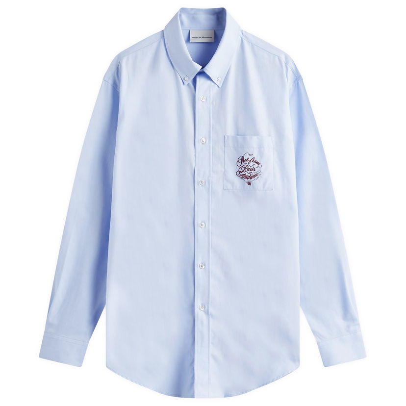 Skjorta Drôle de Monsieur Logo Oxford Shirt, Size Large Blå | F-SH199-CO116-LBE