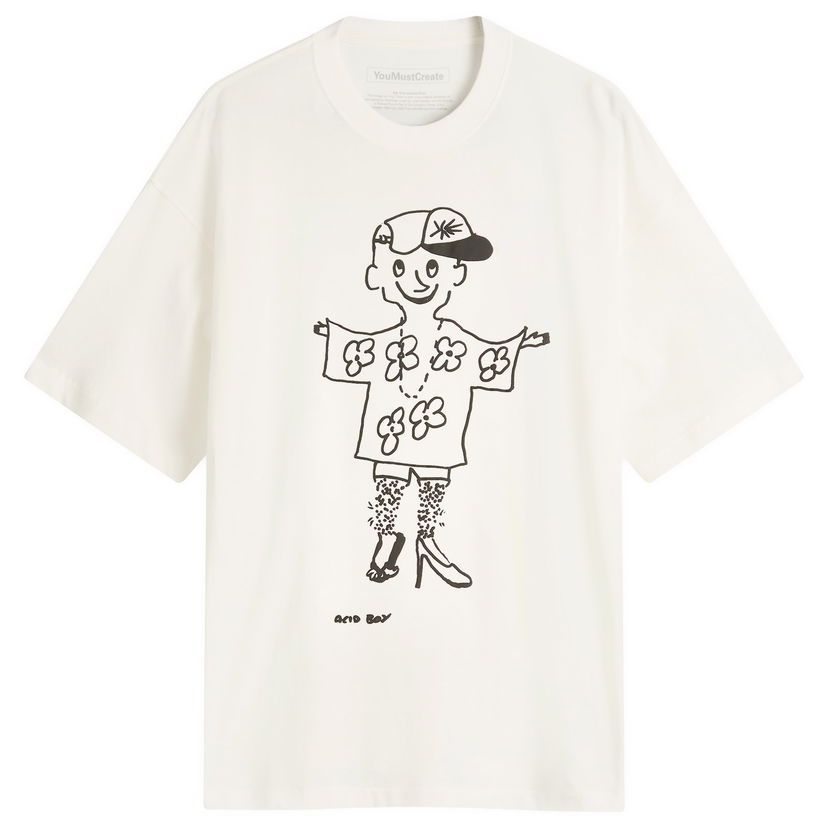 T-shirt YMC YMC x Bat Girls & Acid Boys Acid Boy Graphic T-Shirt, Size Small Vit | P6OZI-WHT