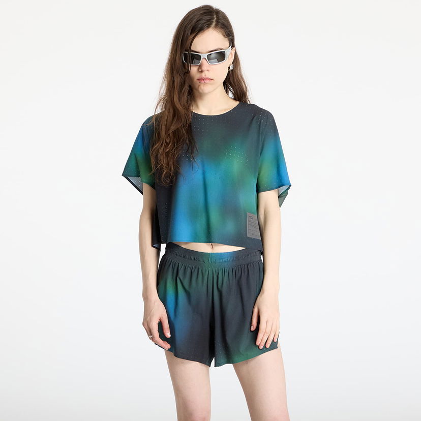 Crop top Y-3 Y-3 Allover Print Running Short Sleeve T-Shirt Blå | JM3350