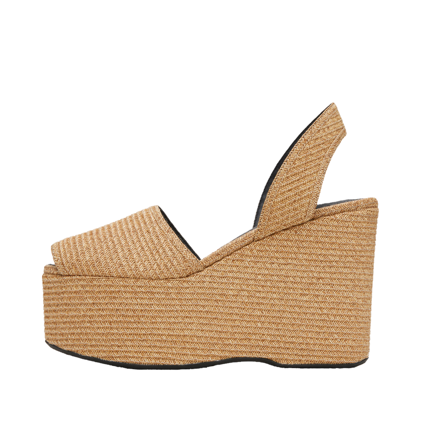 Sneakers och skor Alaïa ALAÏA Wedge Paper Straw Heeled Sandals Beige | AA3S129TK054
