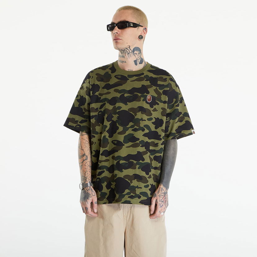 T-shirt BAPE A BATHING APE 1St Camo One Point Tee リラックス Green Grön | 001CSK301006M GRN