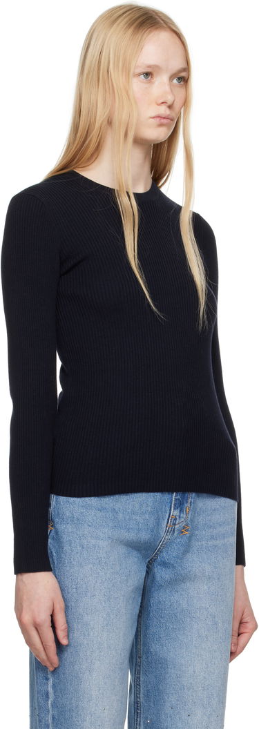 Sweater MAISON KITSUNÉ Maison Kitsuné Baby Fox Patch Fine Ribbed Sweater Svart | OW00801KT1091, 1