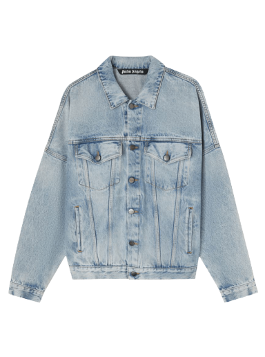 Jacka Palm Angels Logo Over Denim Jacket Blå | PMYE006C99DEN0014001