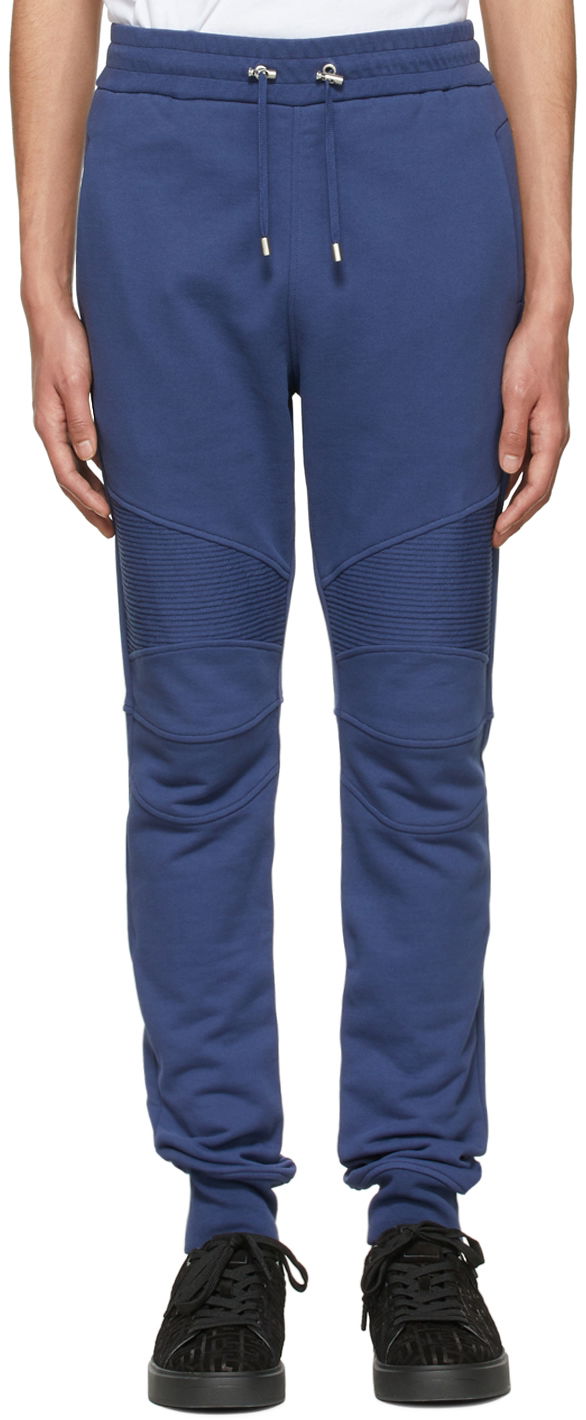 Träningsbyxor Balmain Cotton Lounge Pants Blå | XH2OB00053JB