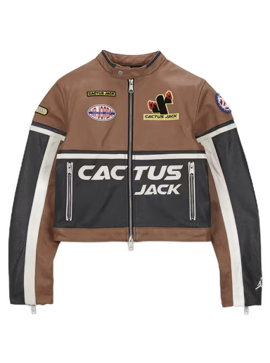 Jacka Jordan Jordan x Travis Scott Cactus Jack Women's Leather Jacket Archaeo Brown (Asia Sizing) Brun | DX6169-256