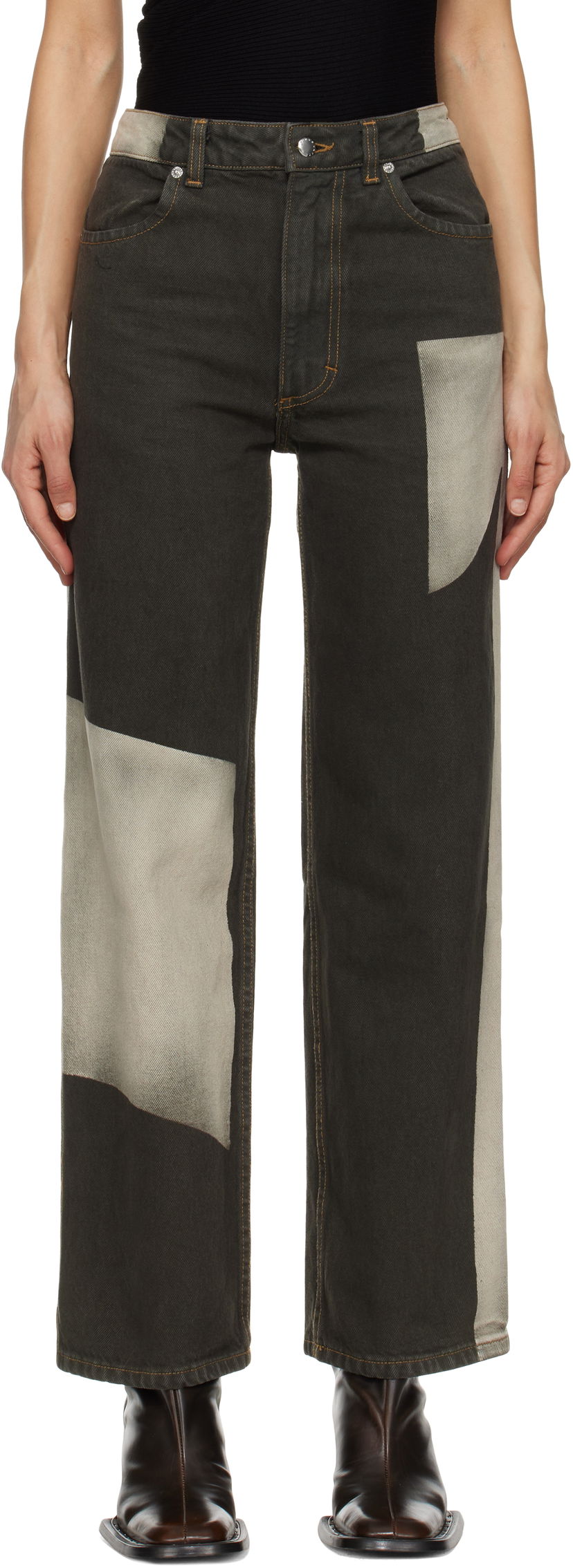 Jeans Eckhaus Latta Eckhaus Latta Wide Leg Jeans Grön | 334-EL-PS25-T -