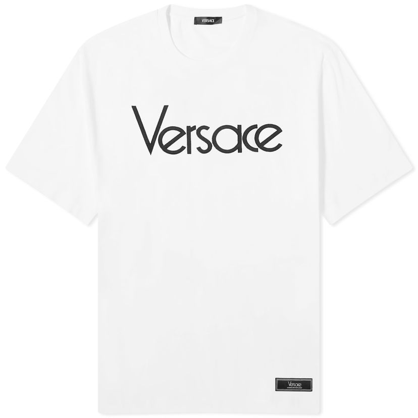 T-shirt Versace Men's Tribute Embroidered Tee White Vit | 1012545-1A09028-1W000