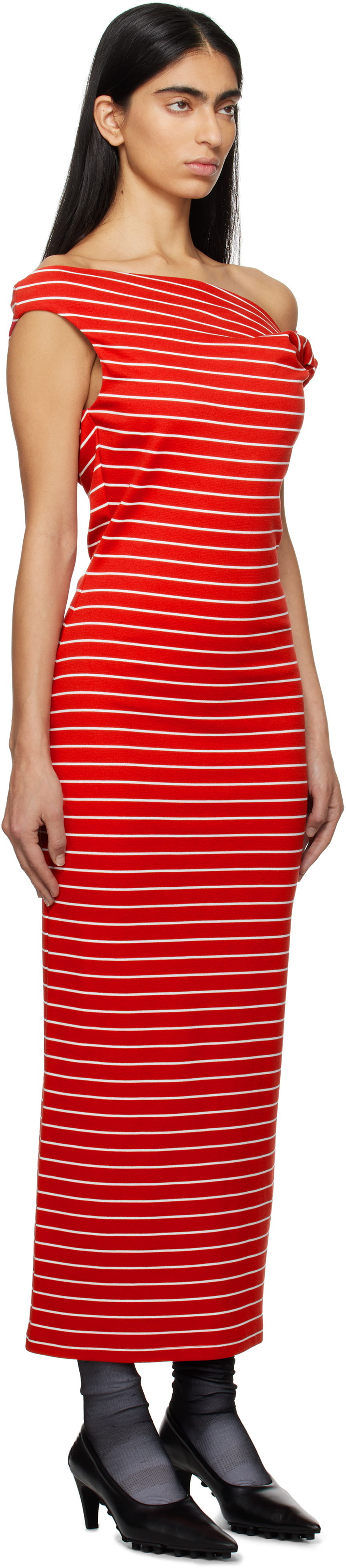 Klä MSGM MSGM Striped Midi Dress Röd | 3841MDA30 257115, 1